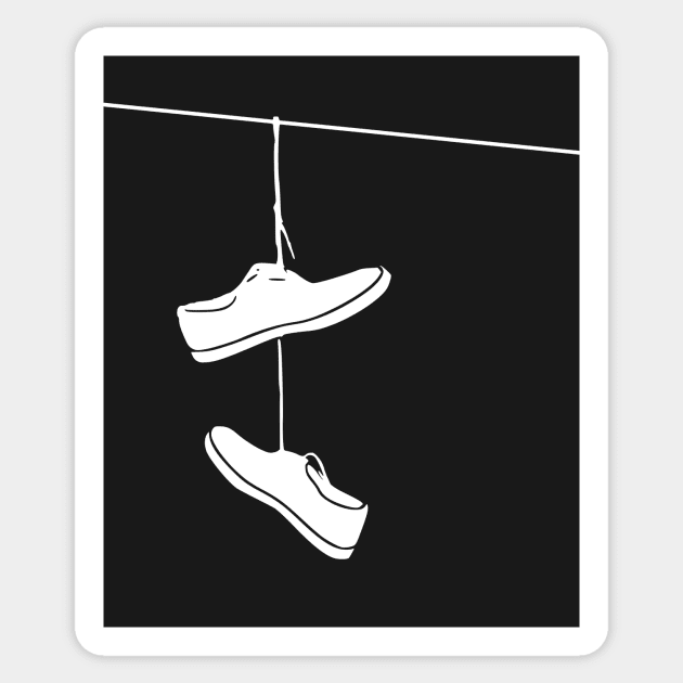 Shoes on a Wire white Sticker by AKdesign